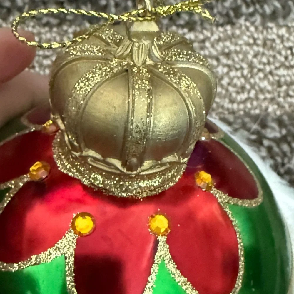 Vintage Pier 1 Round Glass Ball Nutcracker Ornaments Set of 4.